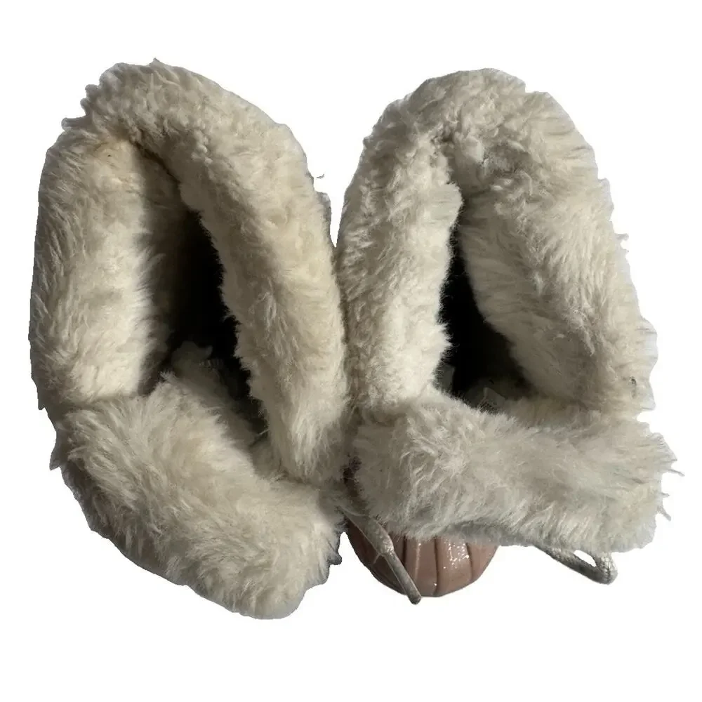 London Fog Collection Toddler Girls Size 6 Pink Faux Fur Duck Winter Snow Boots